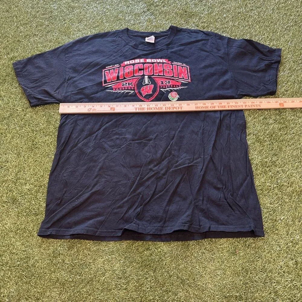 NCAA Rose Bowl 2013 Wisconsin Badgers 2K 13 Black Graphic Logo T Shirt Mens XL - Picture 4 of 8